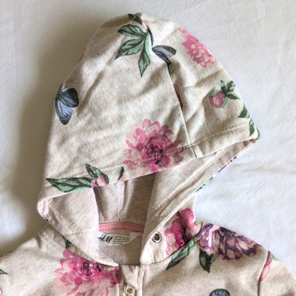 H&M floral butterfly zip-up hoodie sweatshirt 4-6 YRS girls - Picture 3 of 7